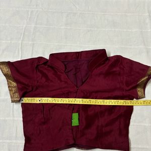 Maroon Pure Cotton Saree with Blouse