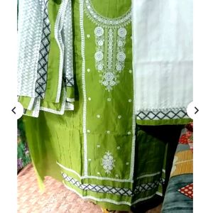 Chikankari Dupatta Dress Material 💚🤍