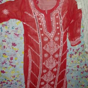 Gorgette Red Kurti