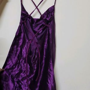 Price Drop!! Tie Back Satin Purple Slip Dress