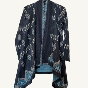 Melange Knit Blue Poncho “S” Size