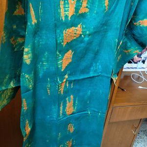 Rustorange Cotton Batik Print Kurta