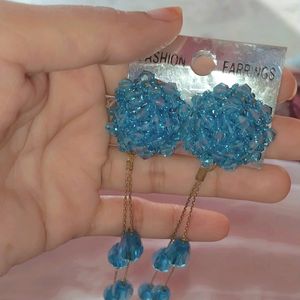 SKY BLUE LONG STYLISH EARRINGS SO BEUTIFUL