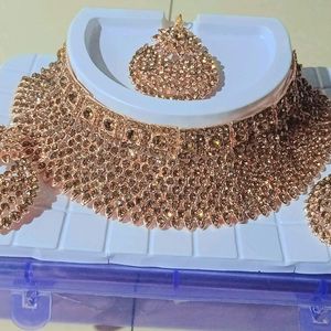 Gorgeous Gems Brass Rose Gold Jewellery Set