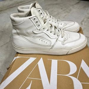 ZARA HIGH TOP LEATHER SNEAKERS UK 7 (41)