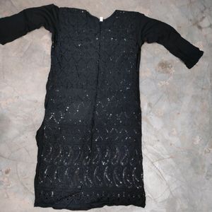 Black Embroidered Kurta