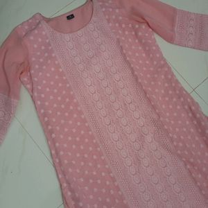 Pink Chikankari Kurta