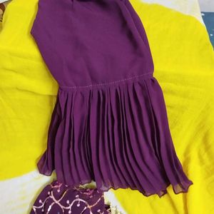 Cute Purple Sharara Suit Set, Ready To Wear