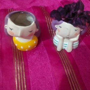 Combo Set Of 2 Girl Head  Planter For Succulent