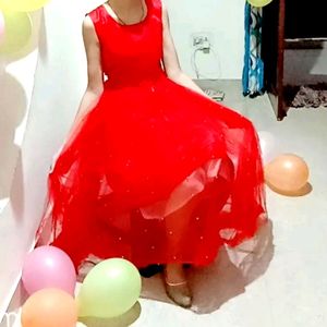 Red Gown With Neck Choli