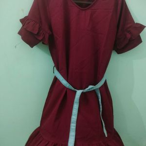 Maroon Dress M Size