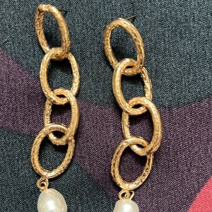 Golden Earings With Pearl