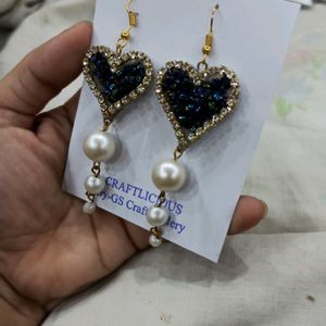 Handmade Heart Pearls Earrings