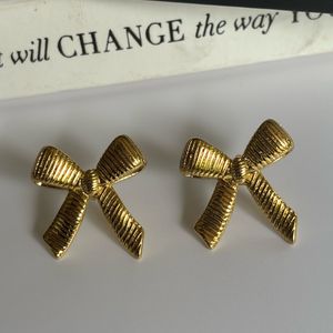 Ribbed Bow Studs Anti Tarnish