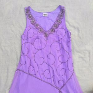 Vintage Gunnit Lavender Beaded Assymetrical Dress