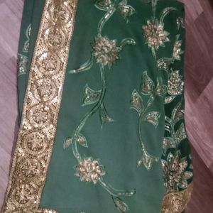 Grand Dark Green Shade Saree