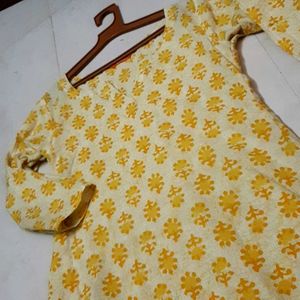 Cotton Yellow Kurti With Pant💛💛