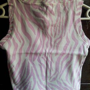 Lilac White Ribbed Tank Top