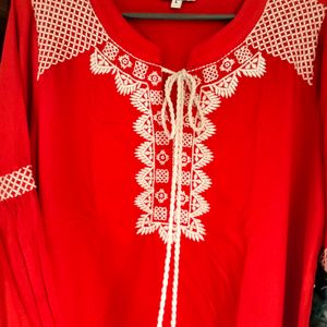 Embroidery Red Top