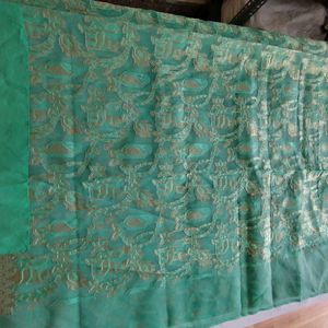 Light Sea Green Floral Print Saree (Women's)