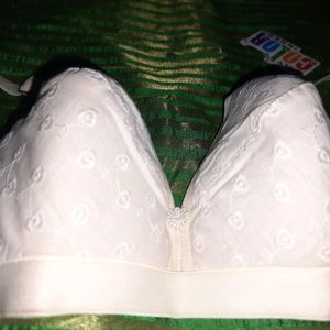 Paded Embroidered Bra With Cream Color