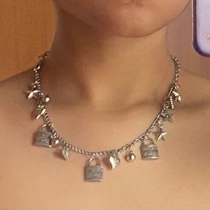 Pinterest Alt Emo Goth Silver Charm Necklace