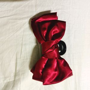 Red Satin Bow Clutcher/Hair Claw Clips