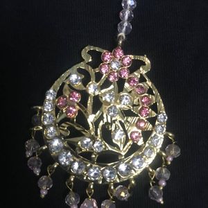 Pink Kundan Stone Mangtika