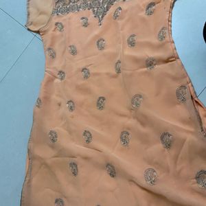 Peach Party Wear Kurta Set