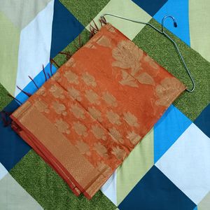 Orange Banarasi Silk Dupatta