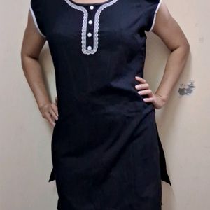 Solid Black Short Kurta