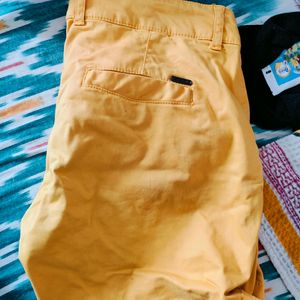 Yellow Cotton Shorts