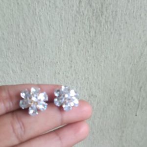 White Diamond Finish Earrings