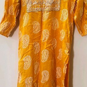 Sale In Coins Mustard Colour Kurti