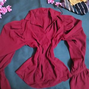Combo Of 2 Top Puff Sleeves Maroon To