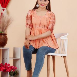 Orange Color Jaipuri Cotton