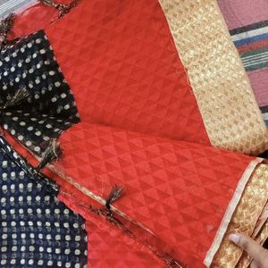 Beautiful Red And Black With Golden Border Saree