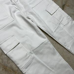 White Wide Leg Cargo