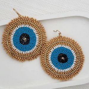 Beaded Blue Evil Eye Earrings