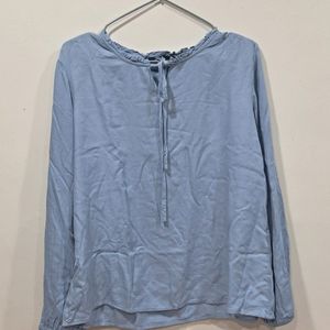 Blue Solid Blousen Top