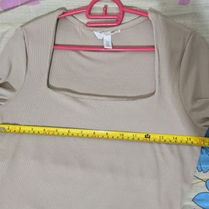 H&M Beige Square Neck Top