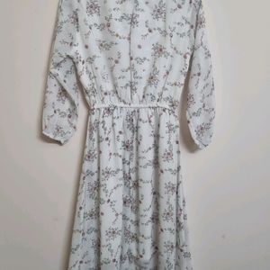 Fit And Flared White Floral Dress