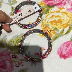 Multi Colour Stone Bangle  Pair