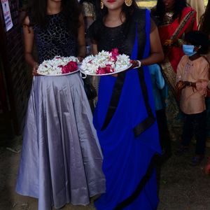 Royal Blue Saree With Blouse 😍