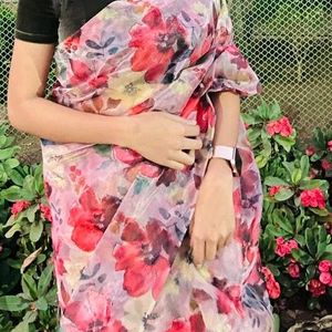 Tissue Organza Floral Saree