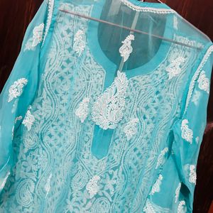 Sky Blue Chikenkari Kurta. 🩵