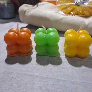 3 Mini Single Color Bubble Candel