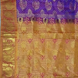 Purple And Gold Pure Kanchipuram Silk Saree