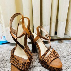 Brown Printed Heels