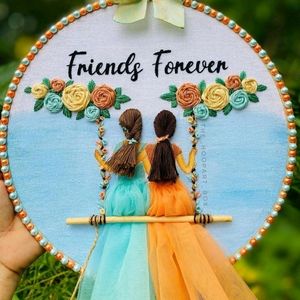 Embroidered Friends Hoop Ring